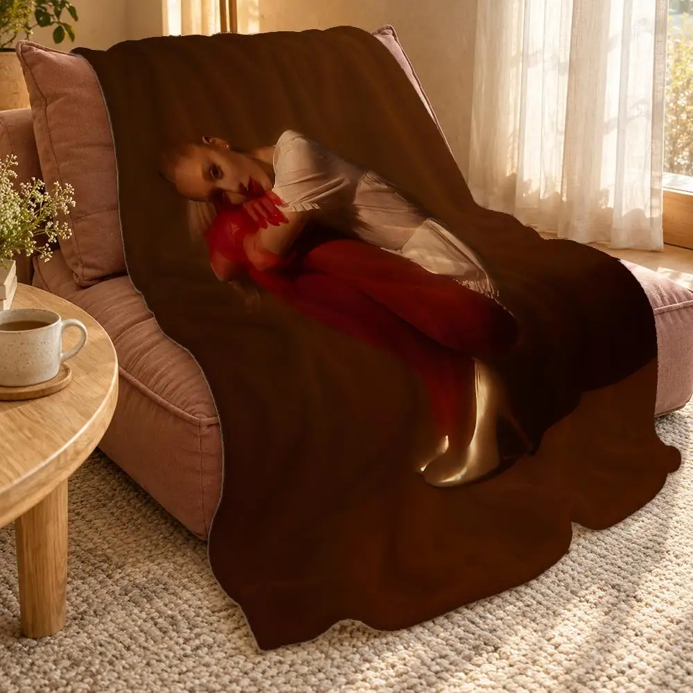 Pop Singer Ariana Grande Throw Double Sided Flannel Throw Blanket Soft Travel Camping Sofa Bed Home