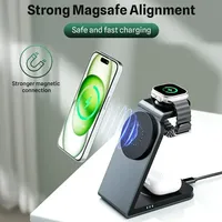 KPON 3 in 1 Magnetic Wireless Charging Station MagSafe Charger Stand for iPhone 16/15 Pro Max Apple iWatch 9/8/7/6/5 Airpods 3 2