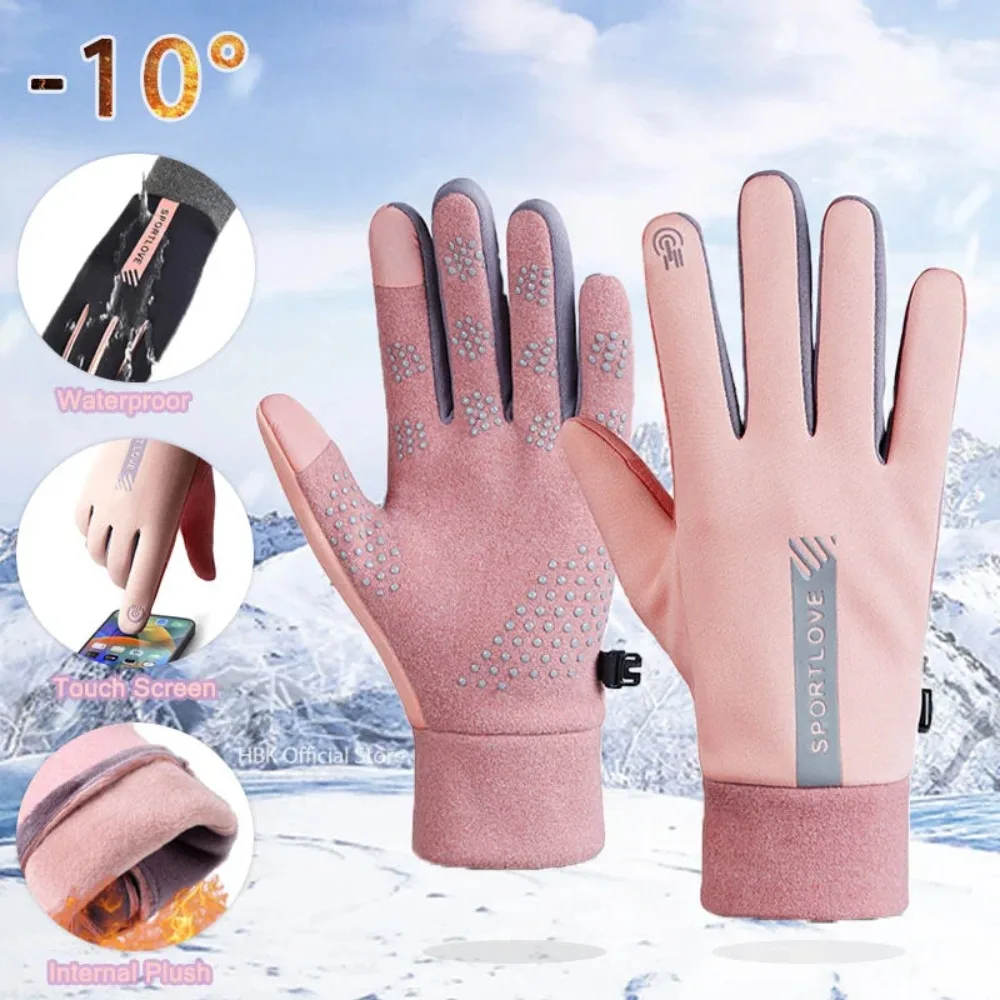NEW Thermal Winter Gloves Cold Resistance Waterproof Skiing Mittens Non-slip Fleece Warm Gloves Women