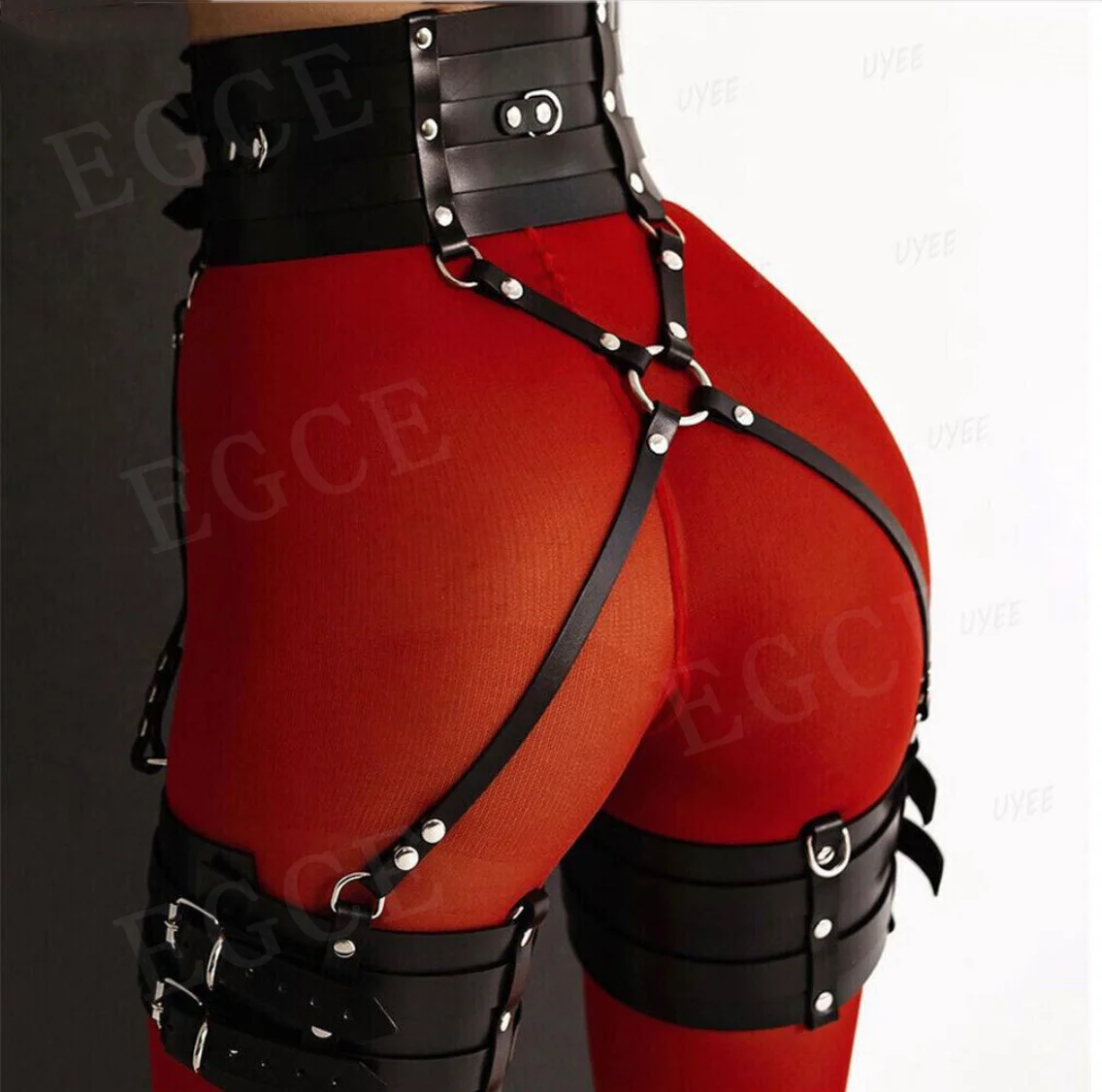 Women Sexy Waist Leg Bondage Thigh Harness Belt PU Leather Lingerie Accessories Bdsm Goth Fetish Clothing Festival Rave Outfit