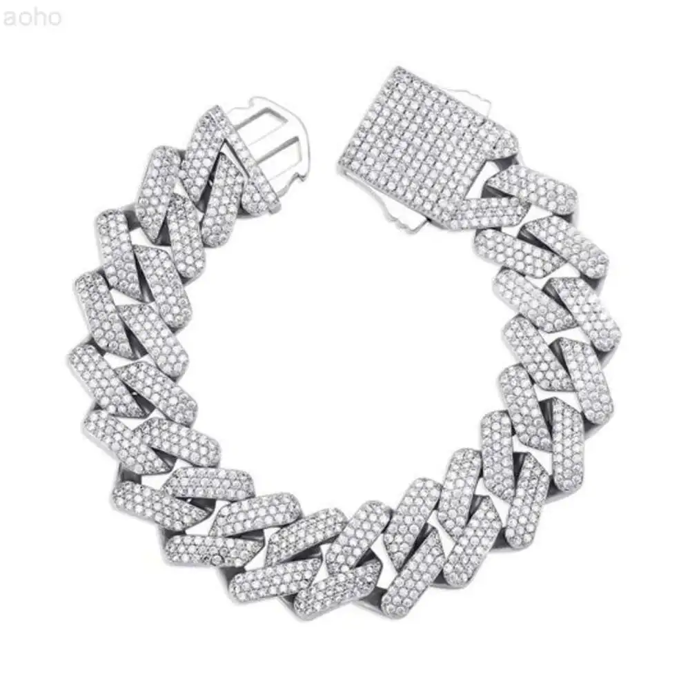 

Aaa Gems 18mm Miami Cuban Link Bracelet 925 Sterling Silver Jewelry Vvs Moissanite Diamond Bracelet