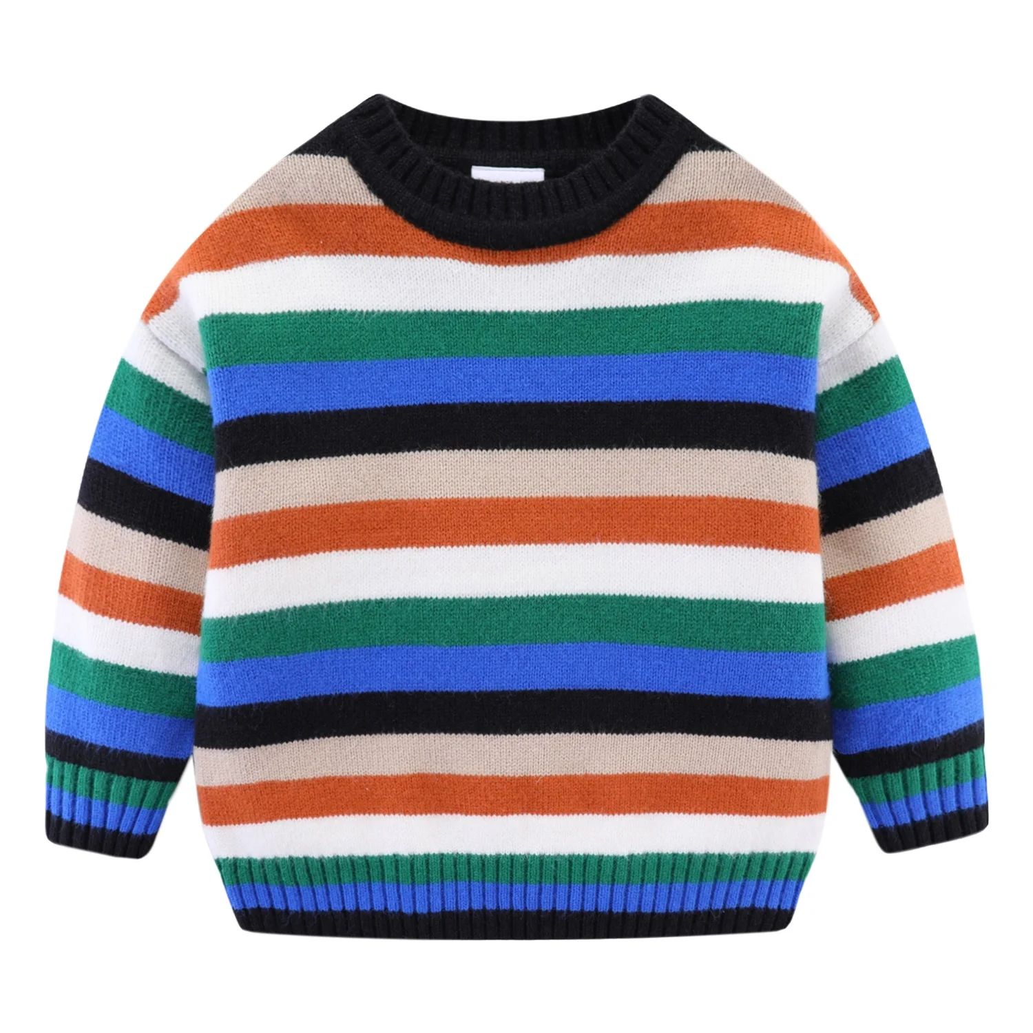 Mudkingdom Big Boys Girls Sweaters Rainbow Striped Super Soft Long Sleeve Pullovers Knited for Kids Sweaters Autumn Winter