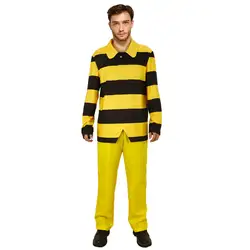 Lucky Luke The Daltons Team Brothers Cosplay Costume Funny Halloween Theme Party Outfits Striped Shirt Pants Yellow Takerlama