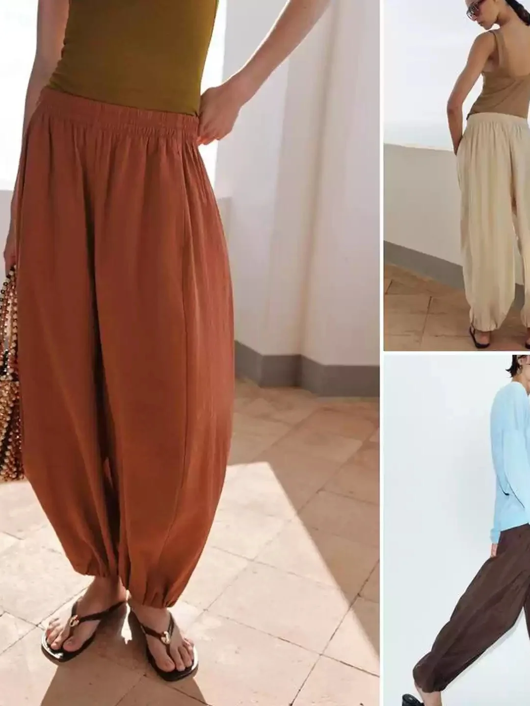High Waist Loose Fit Ice Silk Drapey Casual Pants Women's Summer New Style Fashionable Trousers Polyester Fiber Hand Wash