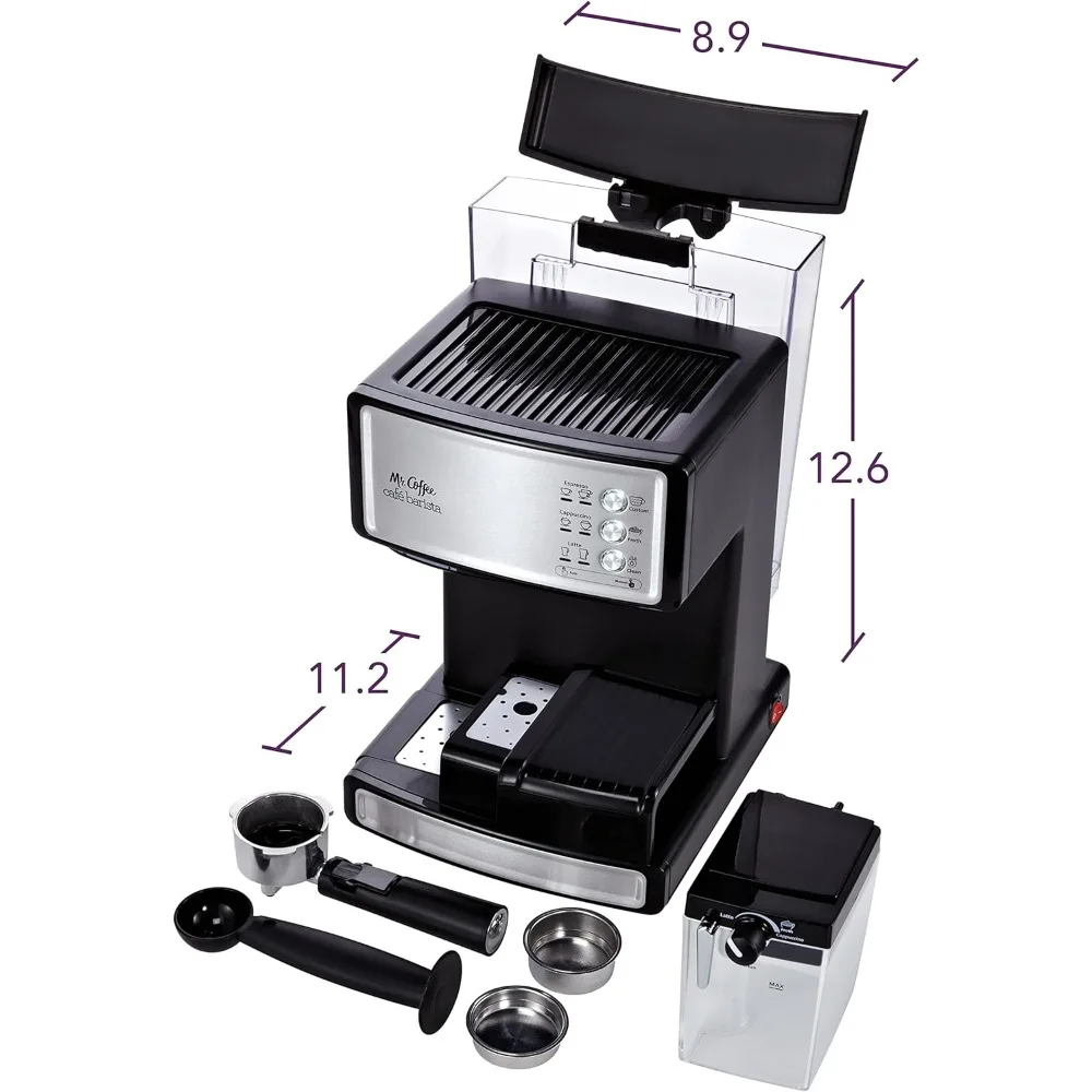 Imagem -02 - Máquina Expresso e Cappuccino Cafeteira Programável Frother Automático de Leite Bomba de 15 Barras Aço Inoxidável Prata