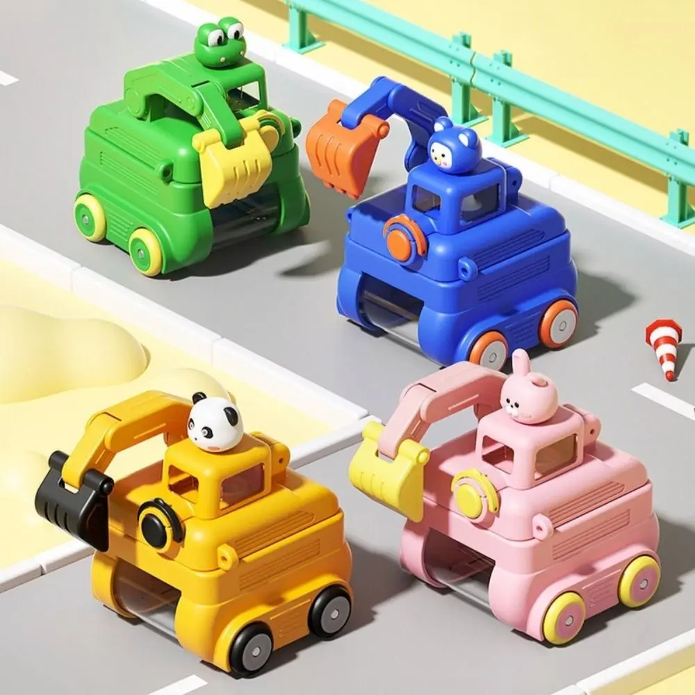Unique Rotatable Excavator Water Bottle No BPA Cartoon Straw Water Bottles with Wheels 500ML Children's Kettle Gift