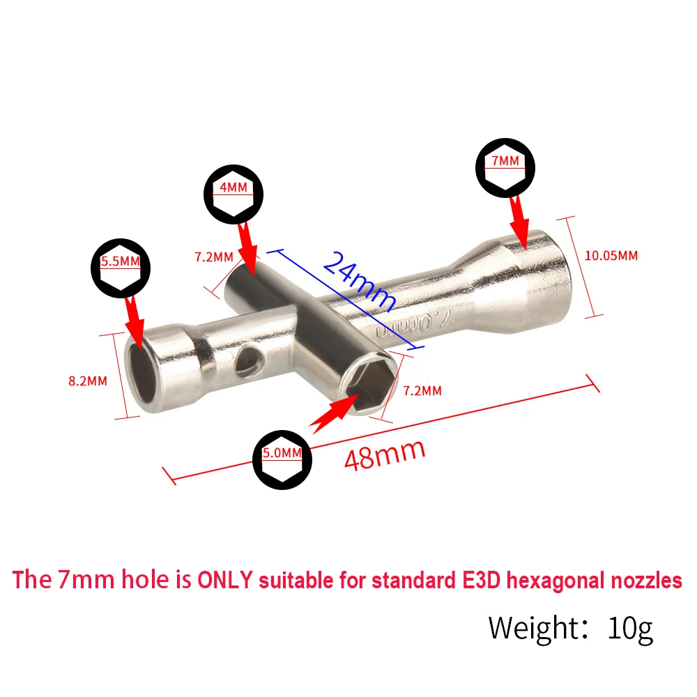 3D Printer Parts Mini M2 M2.5 M3 M4 Screw Nut Hexagonal Cross Wrench Sleeve e3d v6 Nozzle Spanner Maintenance Tool