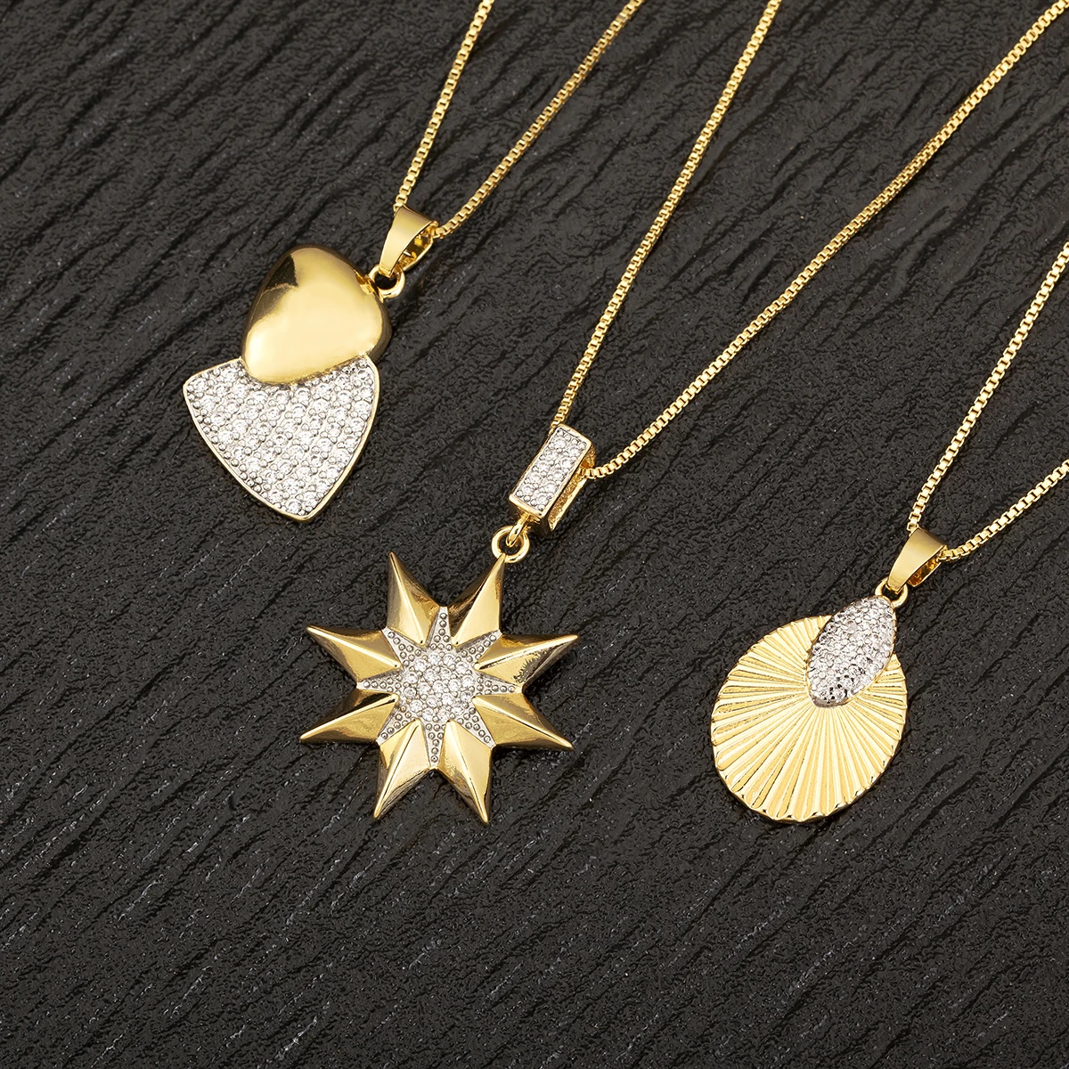 Nidin Hot Sale Bohemia Style Charm Pendant Necklace For Women Men Eight Pointed Star/Heart/Shell Design Clavicle Chain Jewelry
