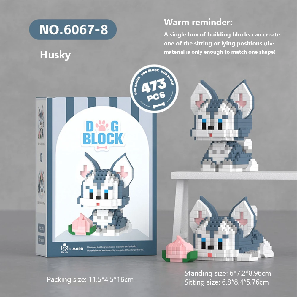 

Cartoon Building Blocks Micro-particle Cute Dog Series Doll Building Bricks For Kids Gifts Fans Collection