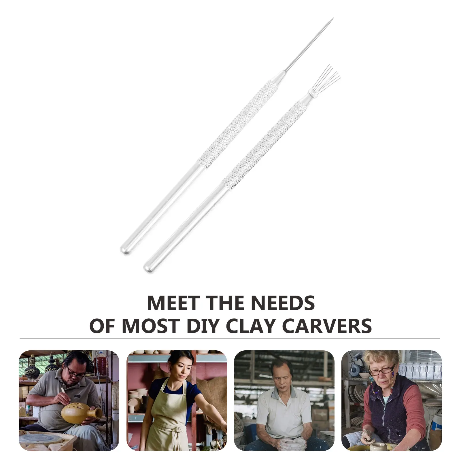 4 قطعة فرشاة الألومنيوم أدوات الطين الفخار نحت الإبر الفولاذ المقاوم للصدأ بالتفصيل الفني البسكويت تزيين لكمة ثقوب #2