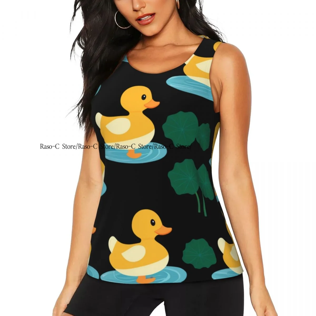 Women Sexy Vest Cute Ducks On The Pond Sleeveless Round Neck Tank Tops Female Casual Basic Camisole