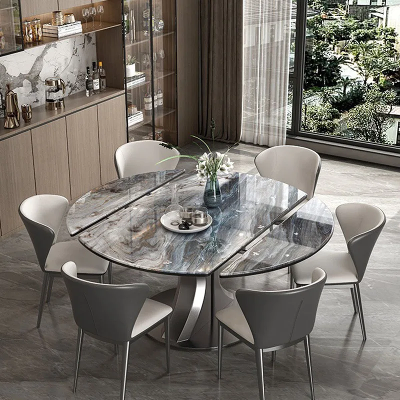 Unique Legs Metal Dining Table Industrial Style Extendable Round Dining Table Basses Portable Essttisch Furniture For Apartments