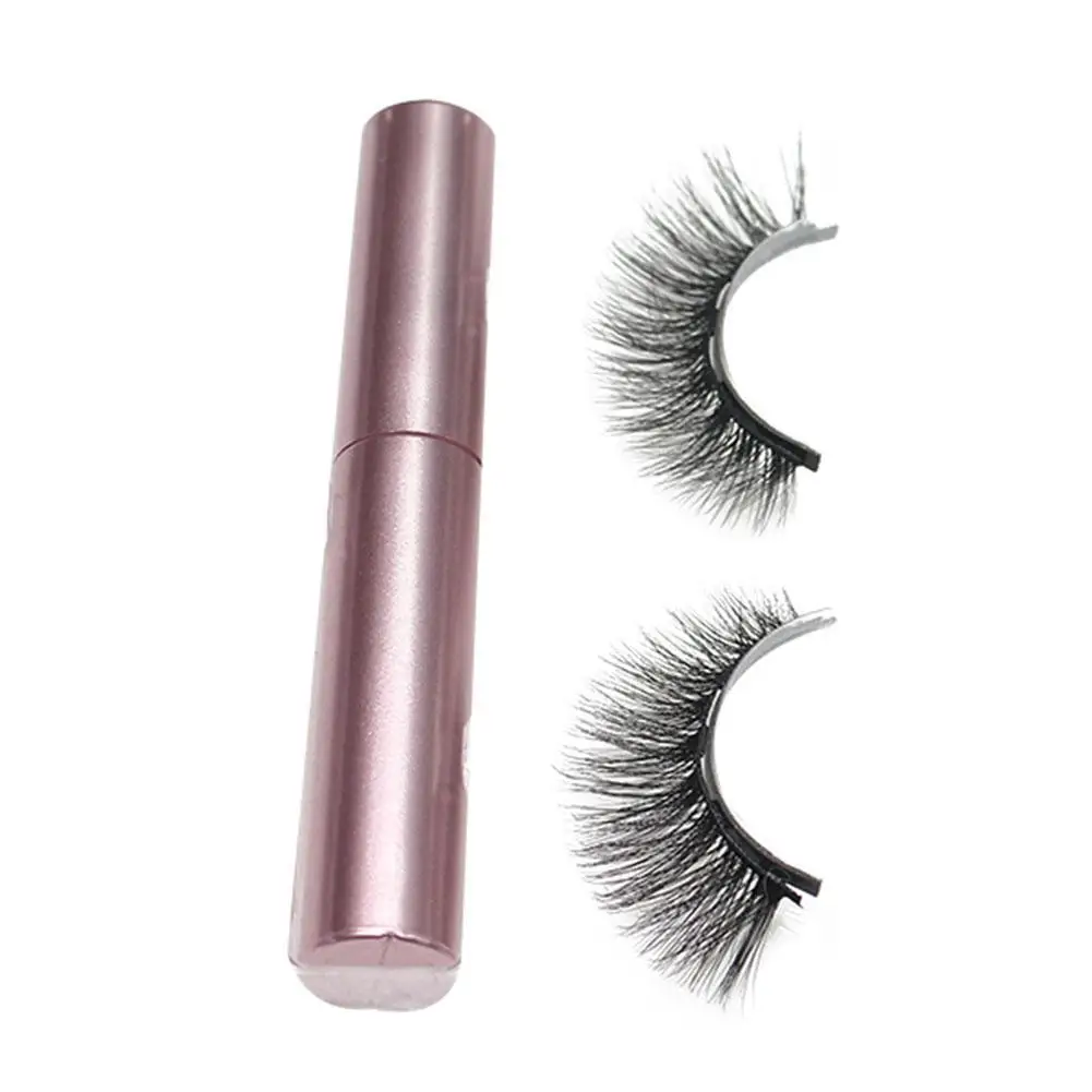 Cílios postiços magnéticos, Natural Mink Lashes, Maquiagem magnética falsa, Cola com H5J8, 1 par