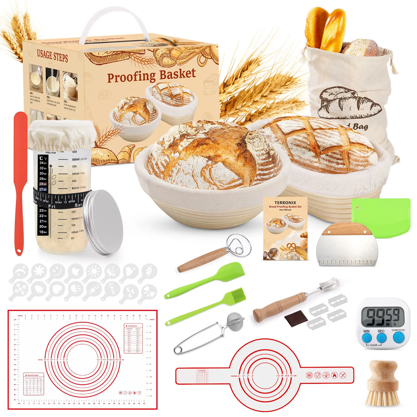 kit-de-demarrage-de-levain-16-pieces-fournitures-de-boulangerie-ensemble-de-paniers-de-fermentation-banneton-fouet-a-pate-lame-racloir-tapis-pour-la-fabrication-de-pain