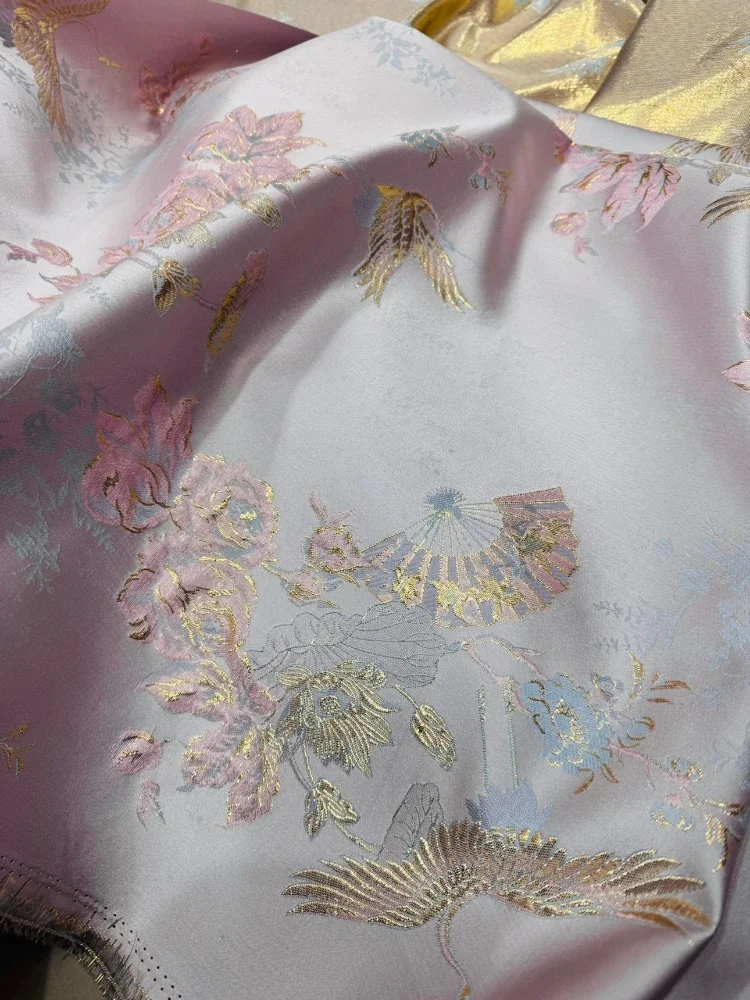 Pink Brocade Jacquard Fabric for Skirt Clothing Handmade Design Fabrics Wholesale Polyester Diy Sew Cloth Material