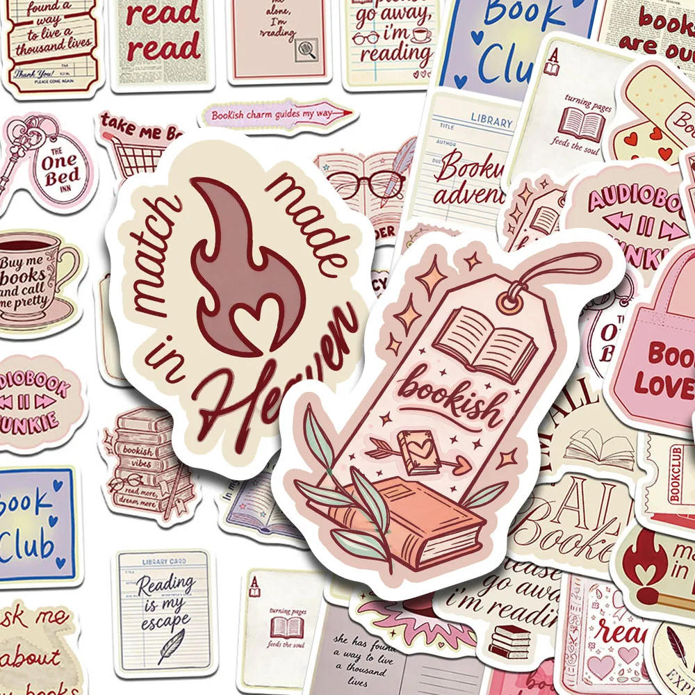 50pcs Cartoon Bookish Stickers Decals For Laptop Scrapbook L