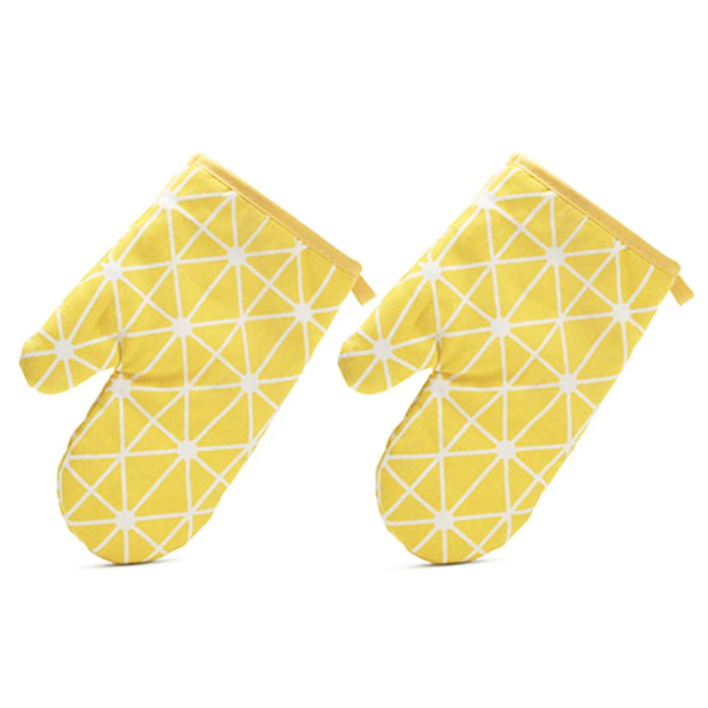

2 PCS Heat Resistant Cotton Linen Oven Gloves Anti Scald Kitchen Mitts Microwave Baking Insulation Gloves Non
