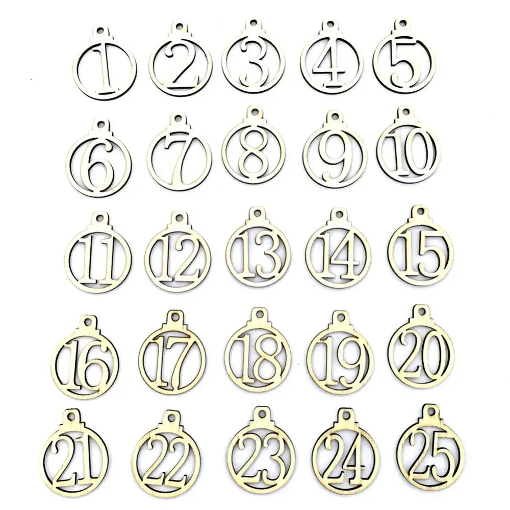 1-25 Wooden Christmas Countdown Advent Calendar Number Wedding Birthday Special Days Countdown Reminder Advent Calendar Pendant