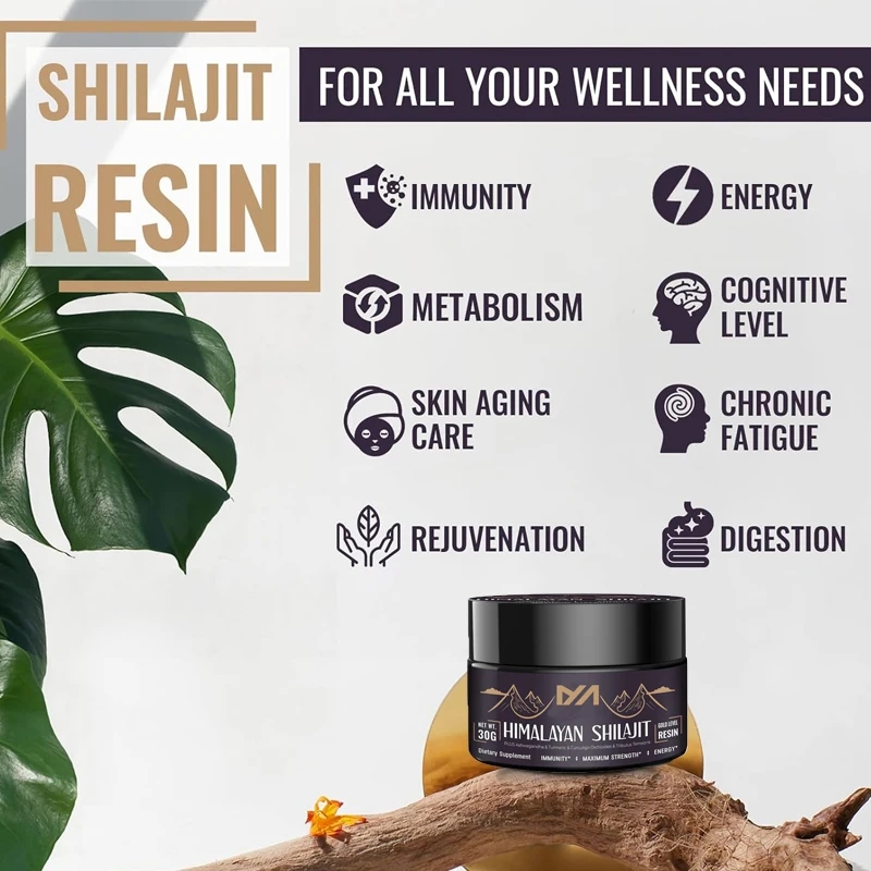 600mg Shilajit pure Himalayan organic Shilajit resin - containing organic Ayurveda mixture, energy, strength, and immunity