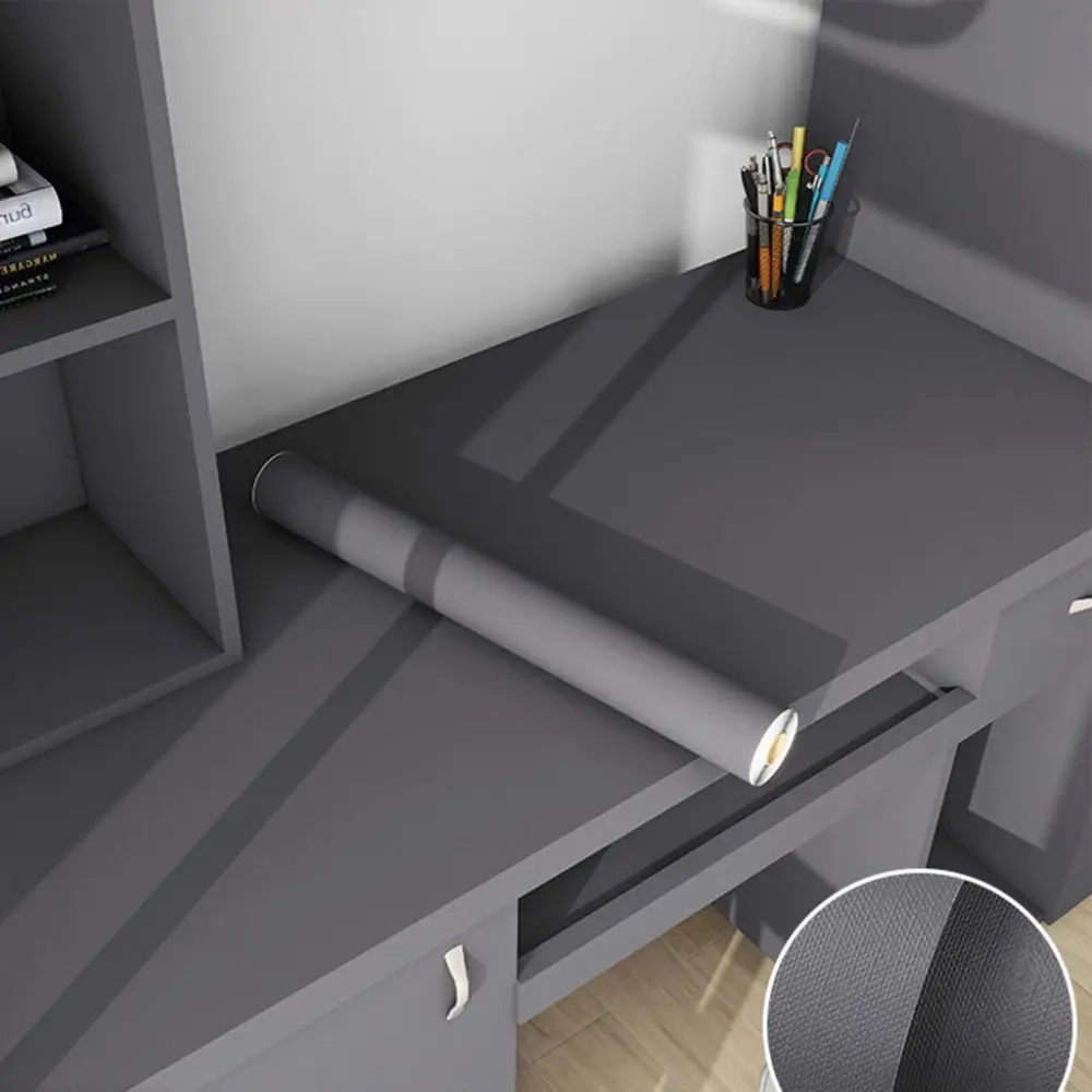 

40cm x 10m Student Dormitory Wallpaper Self-adhesive PVC Cabinet Door Sticker Thickened Oil Proof Solid Color Desktop Sticker