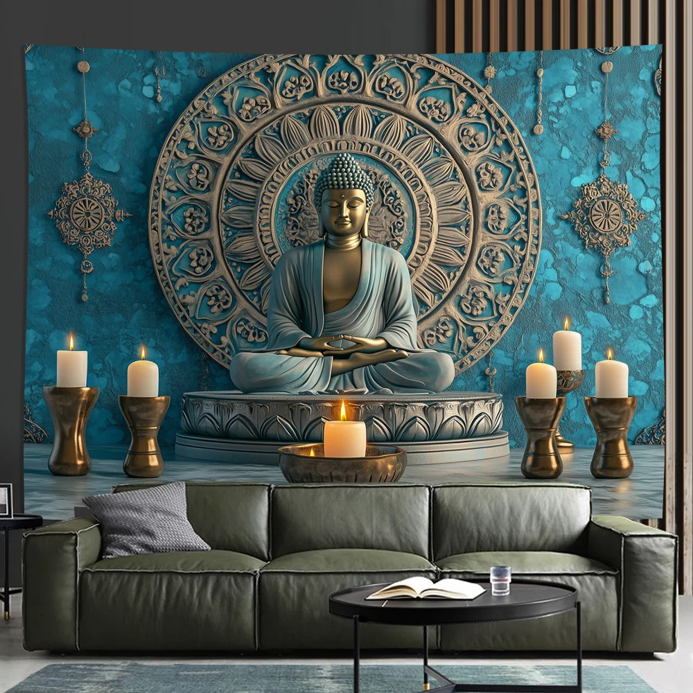 3D Buddha Tapestry Elegant Home and Office Decor Polyester Fit Living Room Bedroom Party Decor Wall Art Tapestry