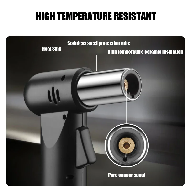 Large Flame Gun Lighter,Windproof Blue Flame,Adjustable Flame Size,Safe Locking Fire, Outdoor Barbecue Gadgets