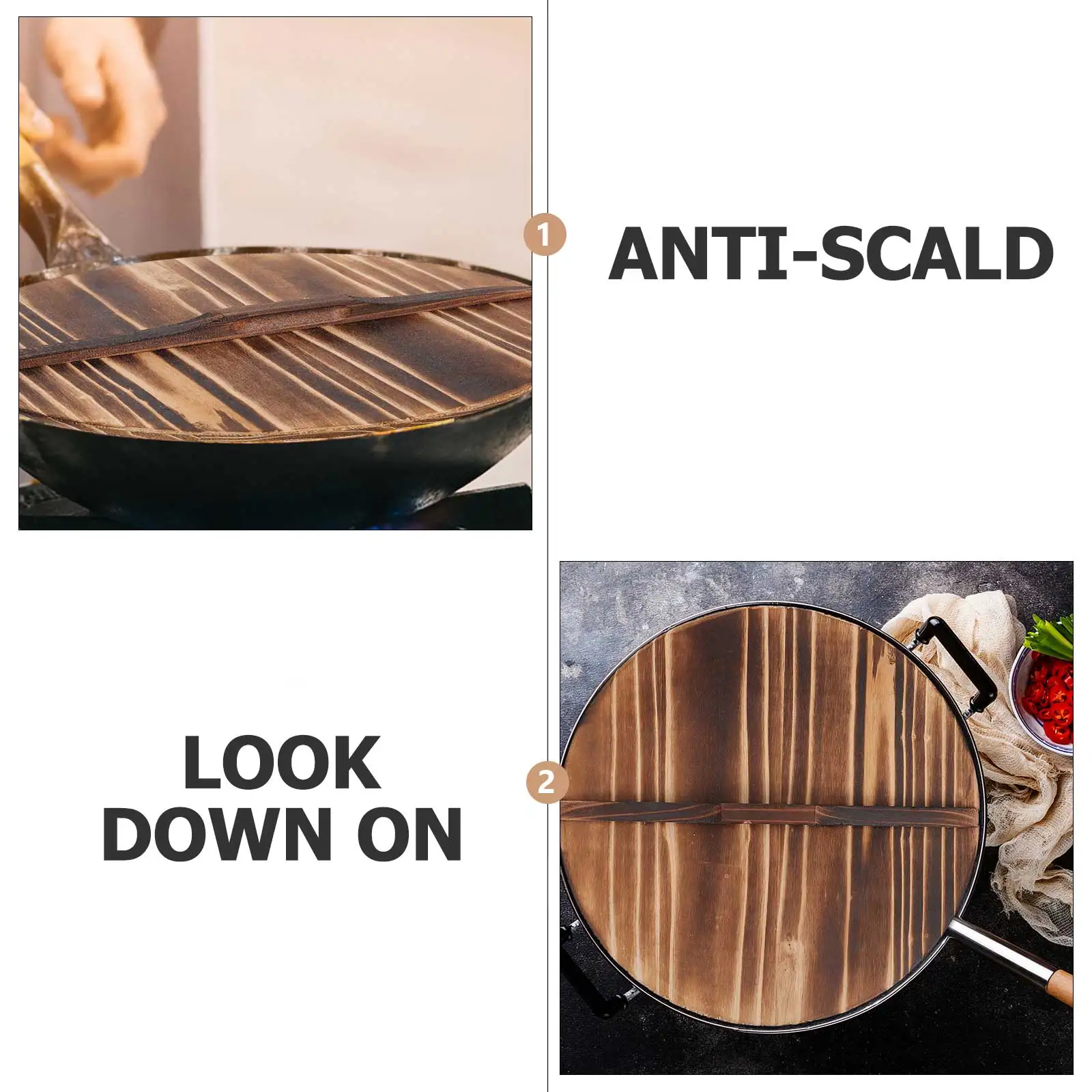 

1pc Wooden Pot Lid Household Splicing Cooking Pot Cover Kitchen Wood Lid Anti Oil Splashing Frying Pan Cover Waterproof