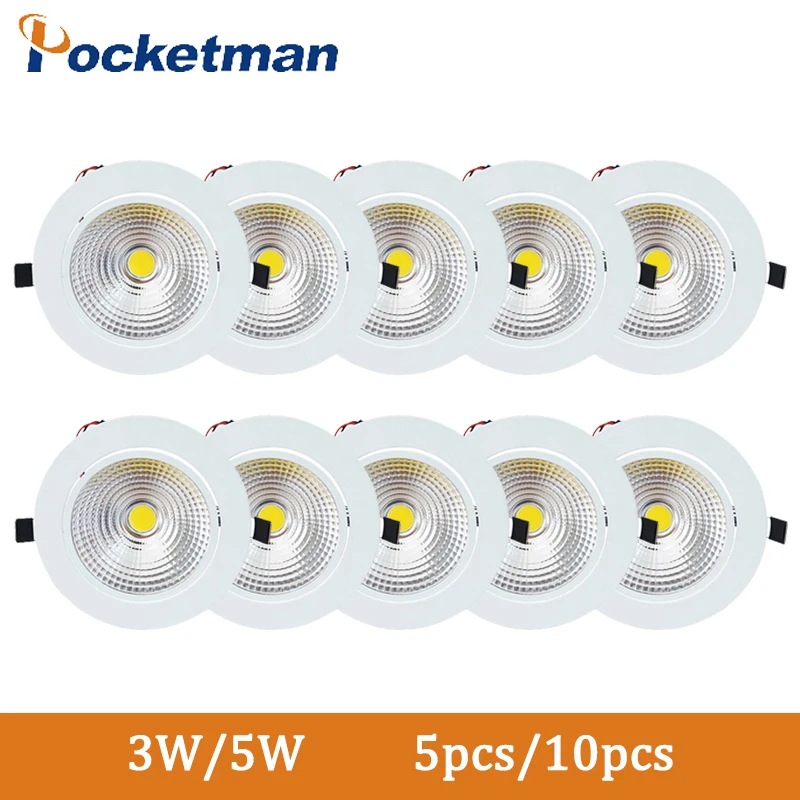 

Pocketman 5/10pcs LED Downlight Ceiling Light Cold Warm White Lamp 3W/5W 110V/220V Spotlight Indoor Lamba