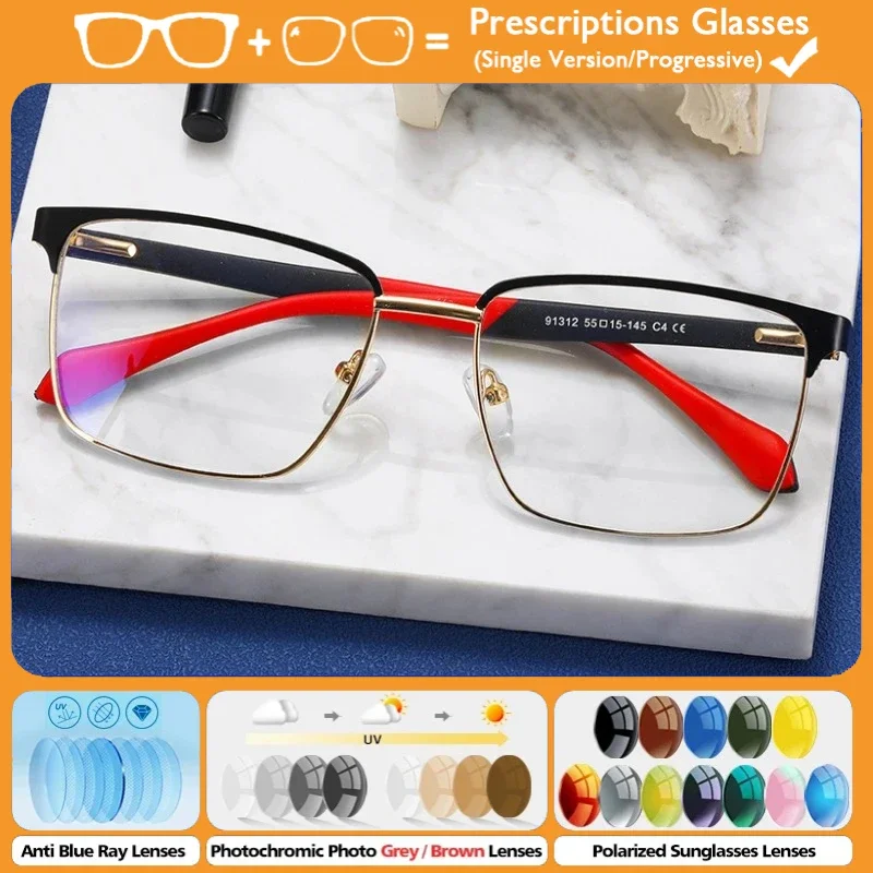 

KUXA персонализированные роскошные очки для близорукости по индивидуальному заказу, мужские прогрессивные очки для чтения по рецепту, фотохромные уличные очки