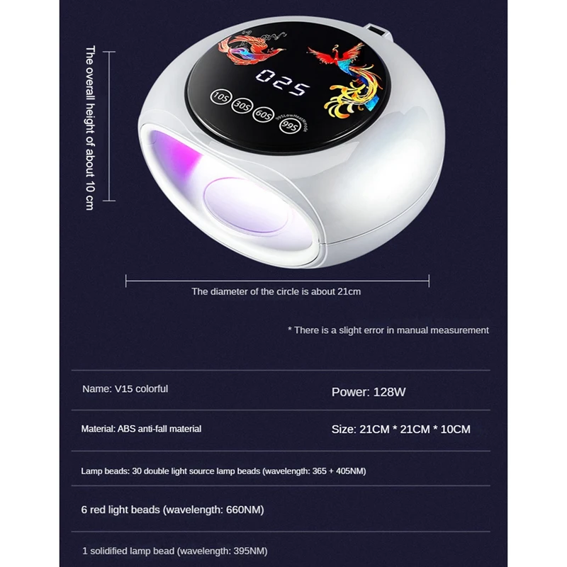 TKOH-650Nm波長の赤色光マニキュアランプ,高出力,360 ° UV硬化,光線療法機,LEDネイルランプ,EUプラグ