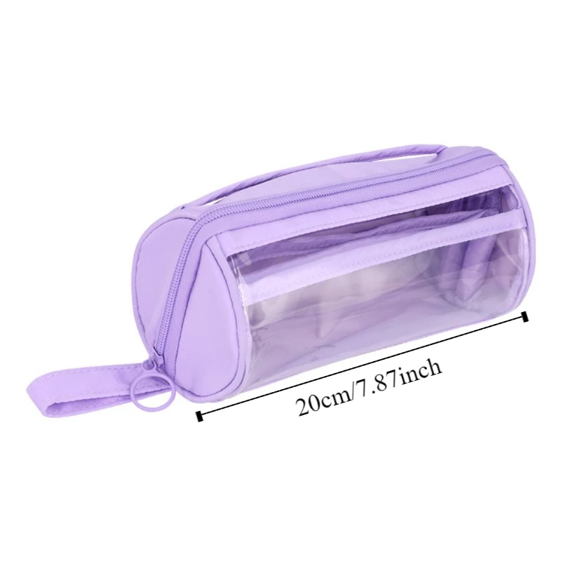 PVC Transparent Pencil Case Dirt Resistant Standing Large Capacity Pencil Bag Multi-functional Simple Zipper Pencil Case