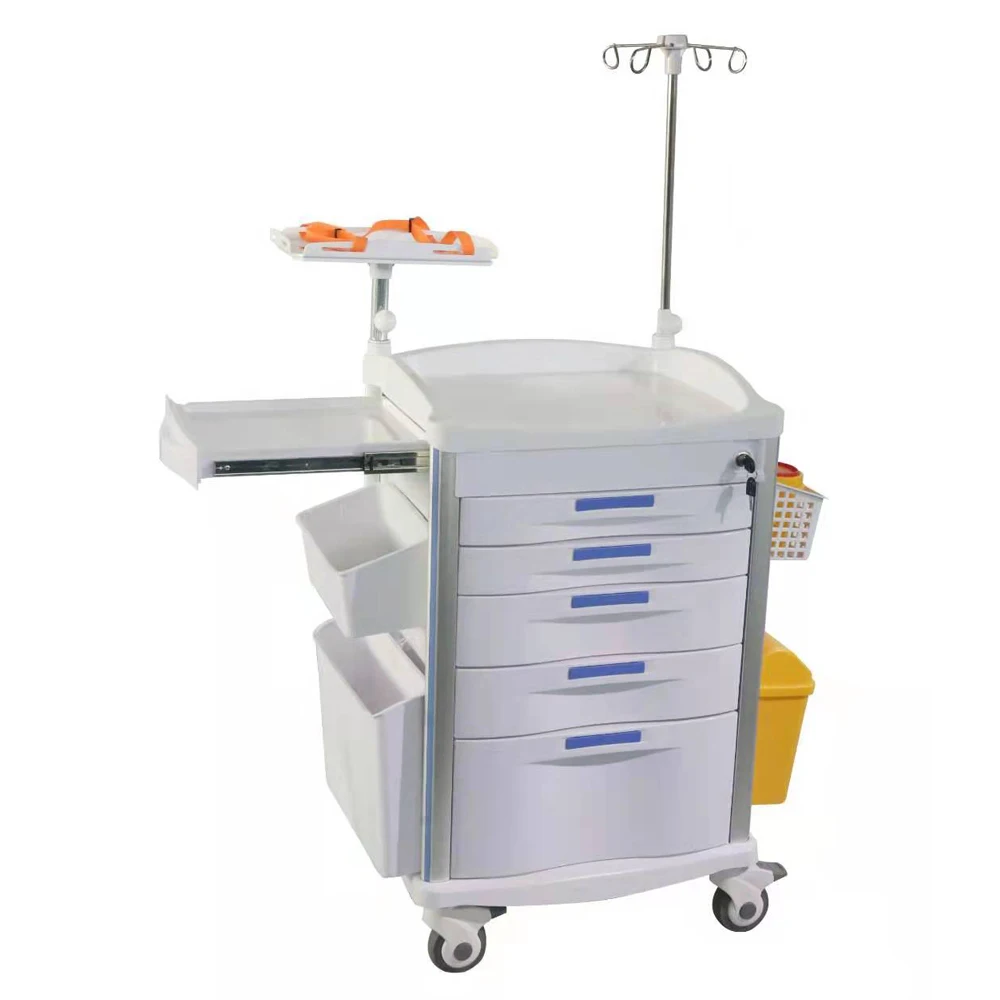 Emergency Trolley Hospital ABS Emergency Crash Cart with Drawers Medical Cart Supplies Tool Case