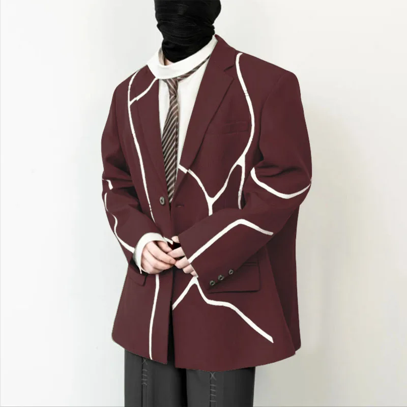 

INCERUN мужской пиджак с лацканами и длинными рукавами в стиле пэчворк на пуговицах, повседневный мужской костюм, уличная одежда, свободный 2021, модные мужские пальто для отдыха, пиджак