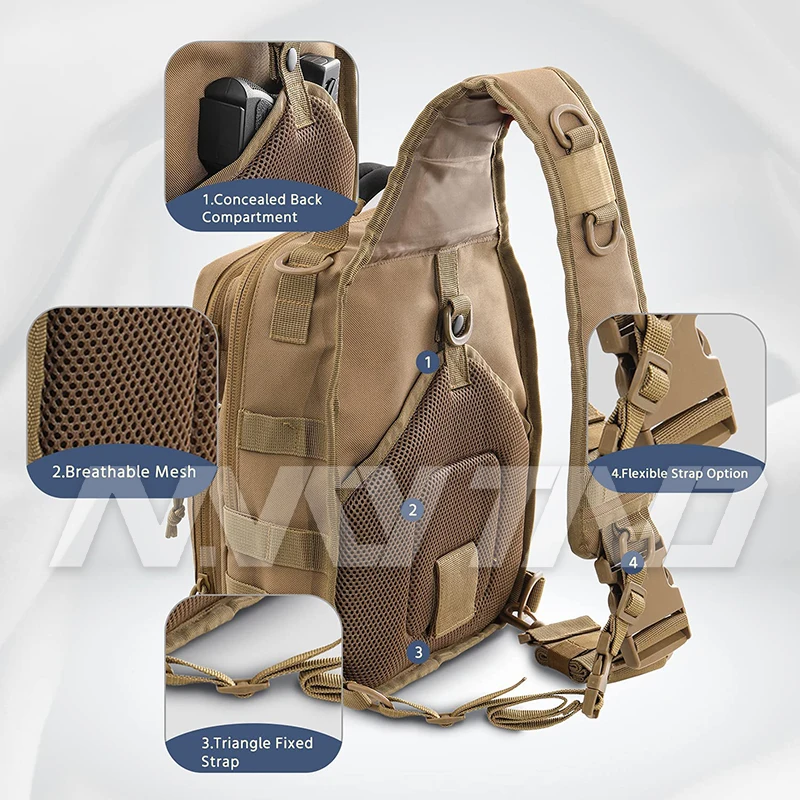 Outdoor Sling Shoulder BagsRover Chest Pack for Hunting Hiking Fishing EDC Backpack Molle Assault Range Bag Fit for 9.7\