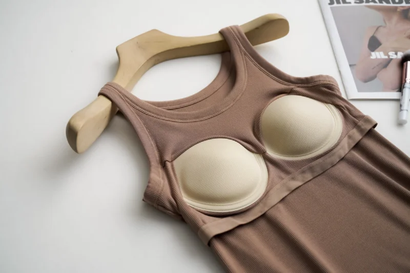 Spring/Summer 2024 New Women's Vest Suspender Top modal Thread Ladies One in One with Breast Cushion Underlay Home Wear