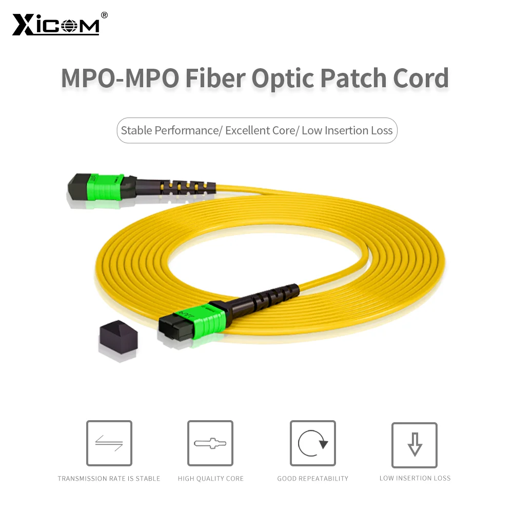 LSZH Fiber Optical Cable 1M/3M/5M/10M APC Fiber Optic Patch Cord MPO-MPO 8/12 Core Female to Female Singlemode Fiber Patch Cable