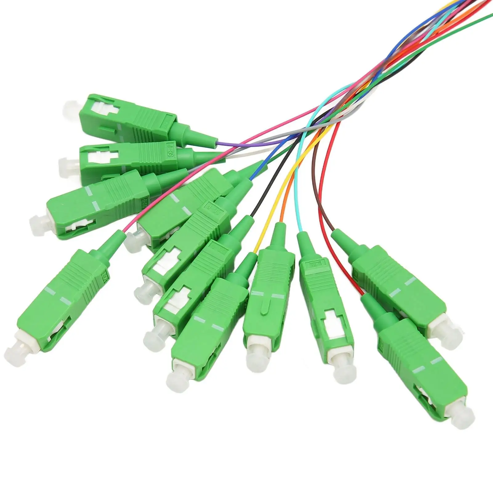 1.5m SC APC 12 Strands  Optic Pigtail, Single Mode 12 Color for welding Network Connection