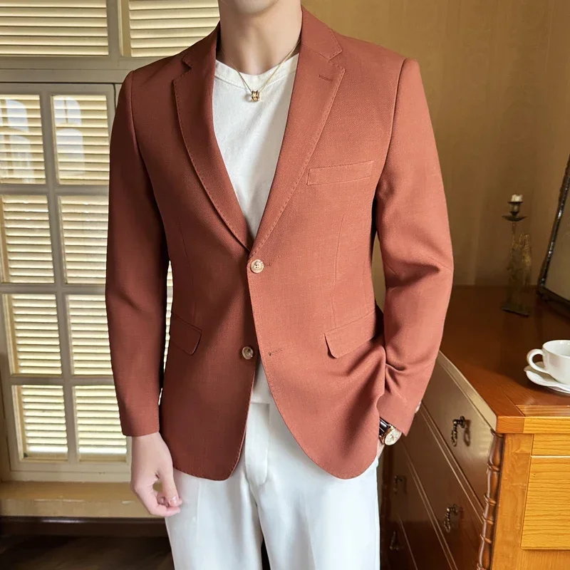 2026 Men's Clothing Slim Fit Solid Color Men's Business Casual Suit Fashion Handsome Blazer Single Breasted West Coat