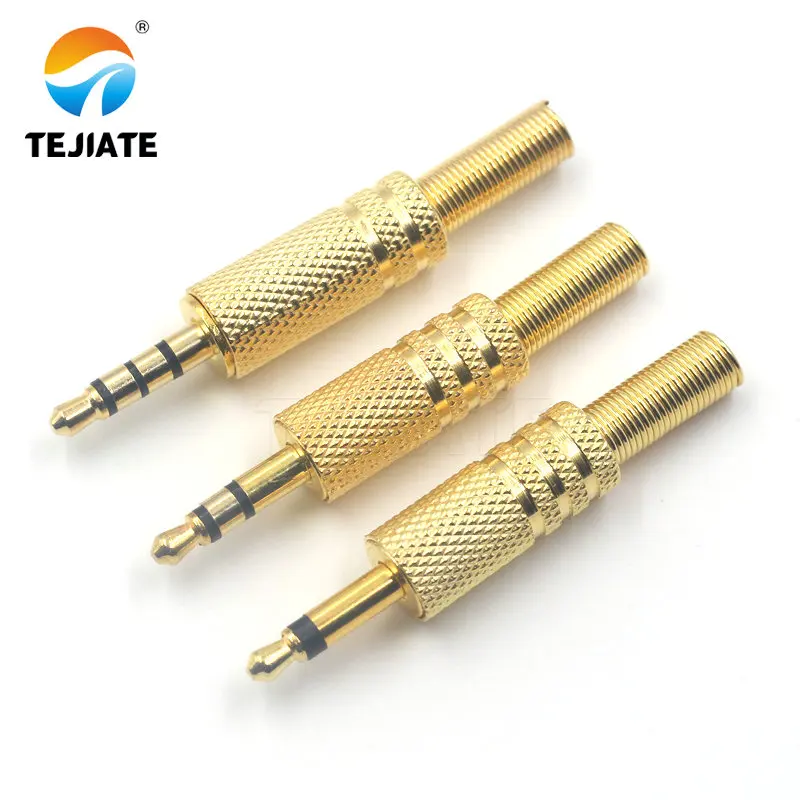 1PCS Stereo Headset Plug 3.5MM Socket Connector Audio Cable Welding  2/3/4 Section Type Small Three Core  Gold Plated