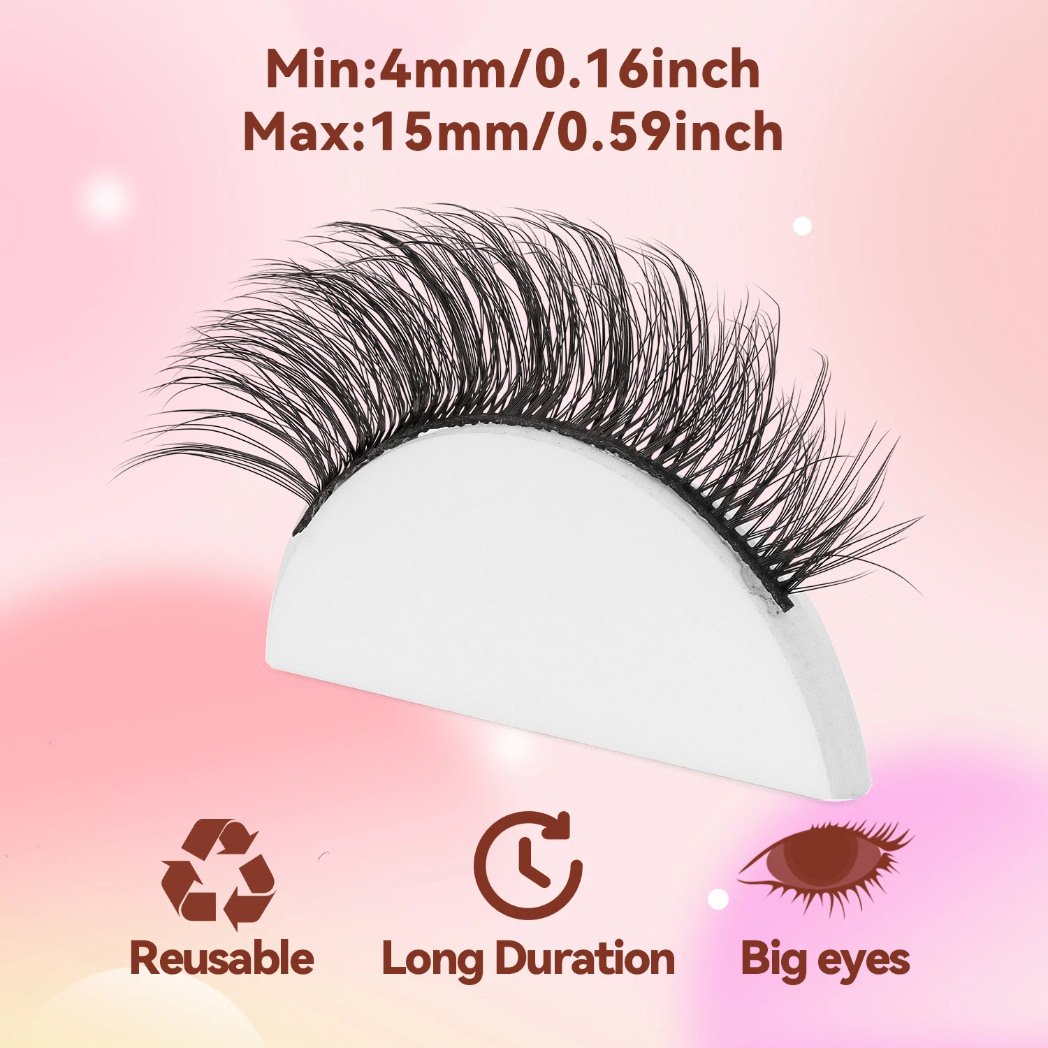 ขนตาปลอมทรงกากบาทธรรมชาติ 7 คู่ ฟูและโค้งงอ ยาวลงที่ปลายตา สวมใส่ง่าย