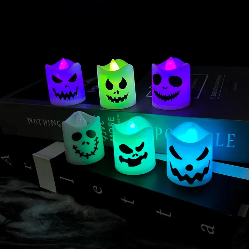 E9 6PCS/Set Halloween LED Electronic Candles Christmas Creative Multicolor Simulated Candlestick Haunted House Atmosphere Lights