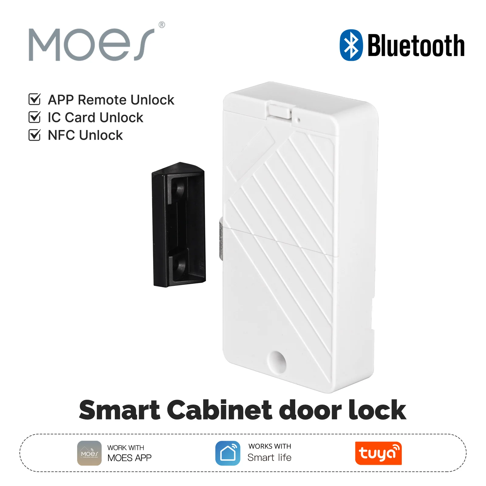 Tuya Smart Bluetooth Cabinet Drawer Lock, NFC ID Card Unlock APP Remote Control Mini Safety Lock for Cabinet Storage Door