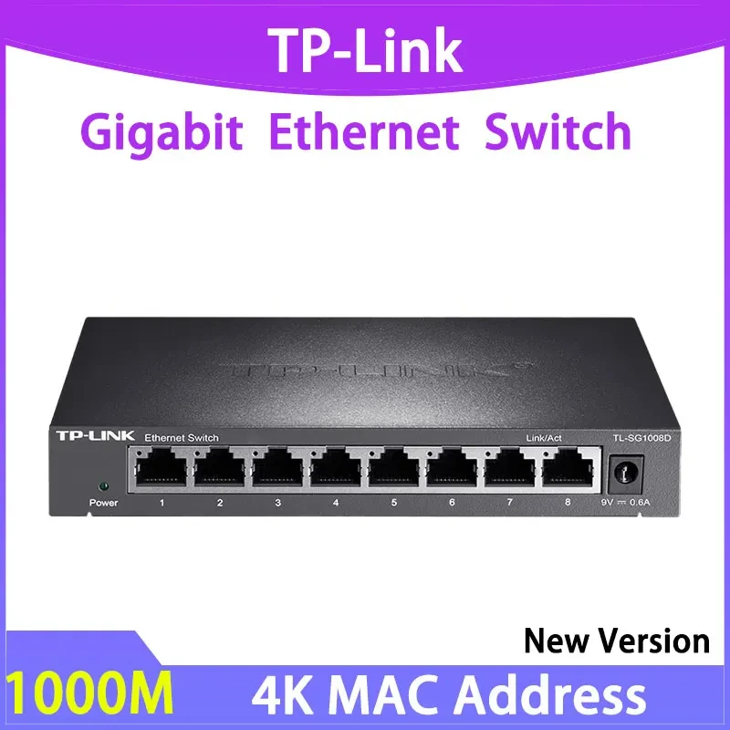 TP-linkネットワークスイッチ,ギガビットスプリッター,1gbps LANイーサネットハブ,プラグアンドプレイ,8ポート,TL-SG1008D, 1gbps,1000mbps