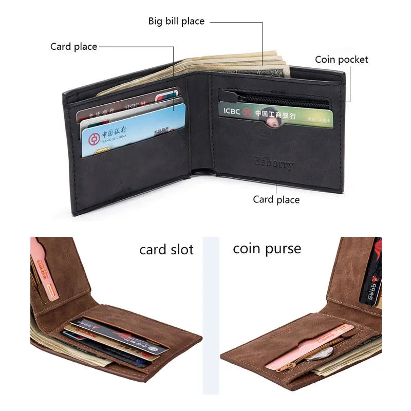 ใหม่กระเป๋าสตางค์ผู้ชายสั้น Slim Card Holder กระเป๋าสตางค์ชาย PU หนังซิปขนาดเล็กกระเป๋าเหรียญกระเป๋าสตางค์กระเป๋าสตางค์ผู้ชาย