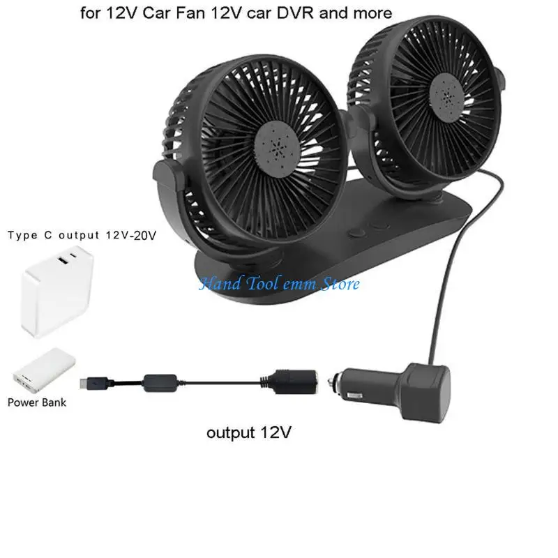 H37F USB C PD Type C Male to 12V Car Socket for Driving Recorder LED Light Accessory