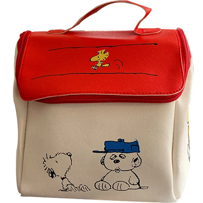 Snoopy Cartoon borsa cosmetica di grande capacità borsa da viaggio in pelle Pu per donna borsa da viaggio per ragazze impermeabile carina regalo di