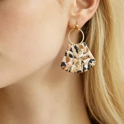 Women's Pop Fashion Dangle Earrings Multi Colors Marble Pattern Shield Shape with Brass Ring Polymer Clay Daily Accessory