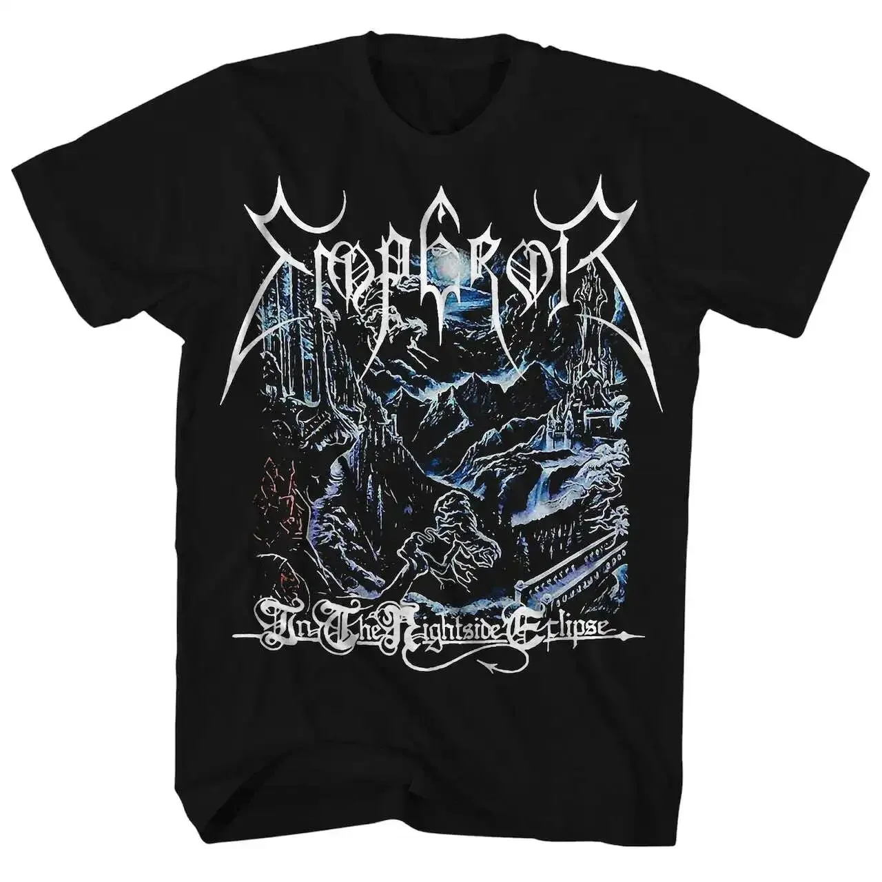 Summer Emperor Vintage Schwarzes Metall-Pentagramm-Print T-Shirt Retro Death Rider Baumwoll-T-Shirt für Männer und Frauen Streetwear – Detail 5