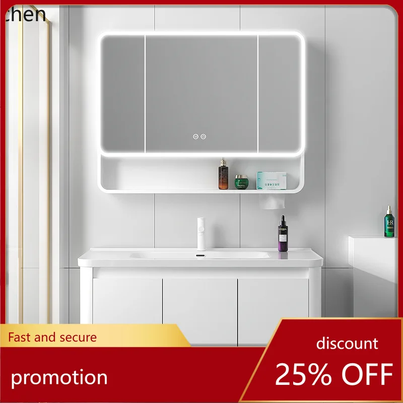 

ZML Aluminum Bathroom Cabinet with Side Storage, Washbasin Combination, Ceramic Integrated Basin, Bathroom Cabinet