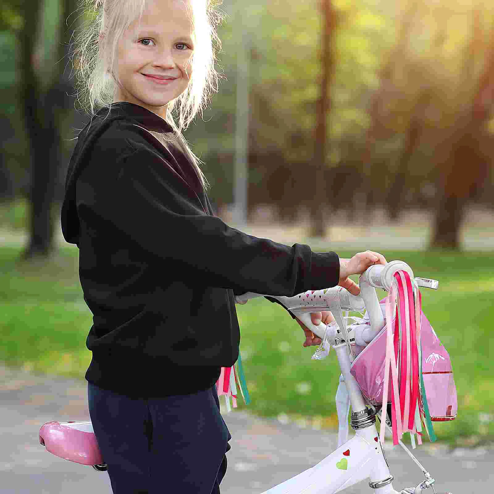 One Pair of Childrens Bike Handlebar Streamers Grips Tassels Ribbons Baby Carrier Accessories (Pink)